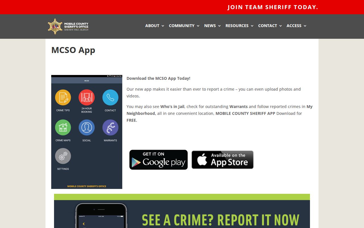 Mobile County Sheriff app for jail and arrest record access